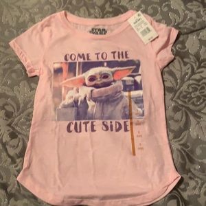NWT girls 6/6x Star Wars Yoda pink shirt